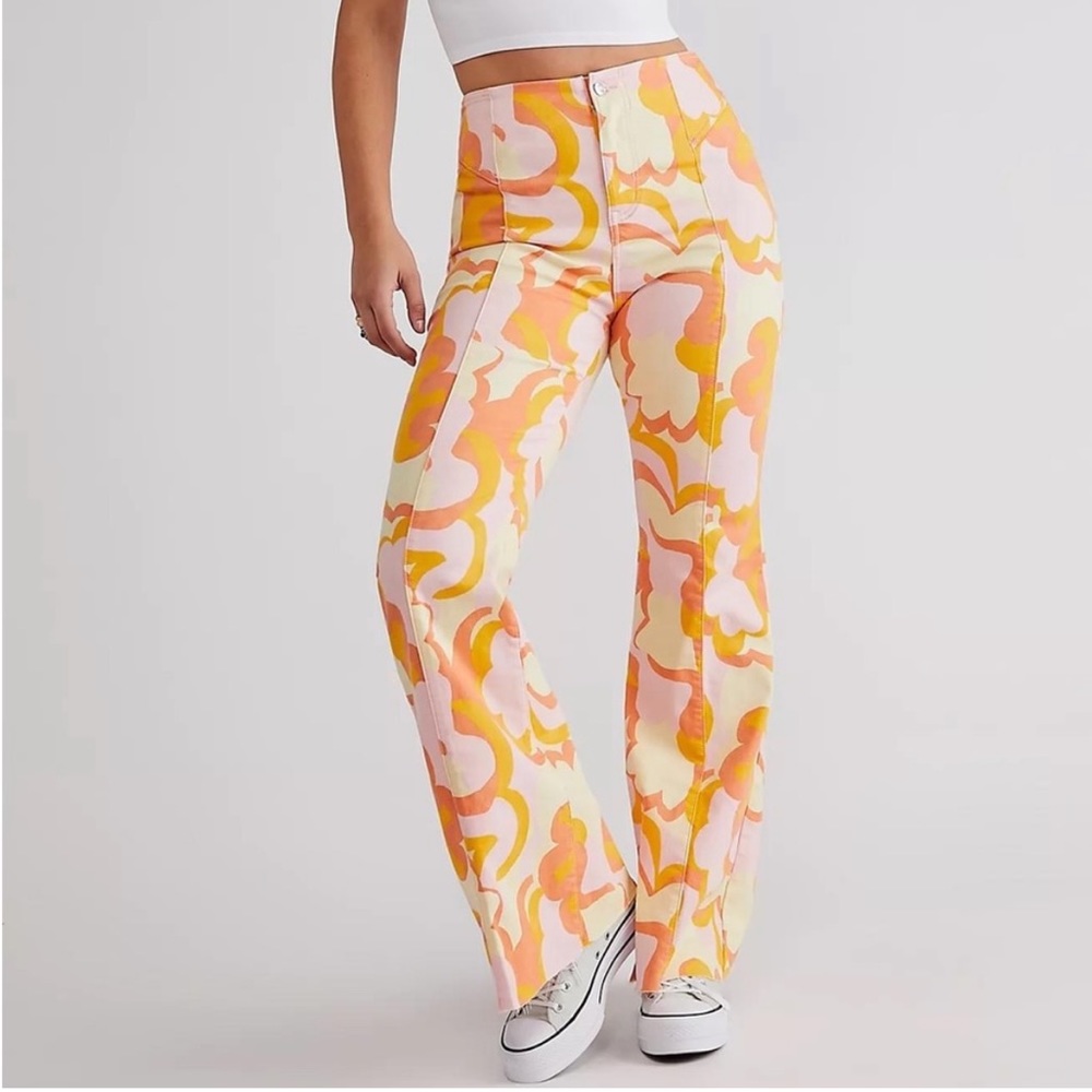 Free People CRVY Wild Honey Flare Flower Power Peach Pink Orange